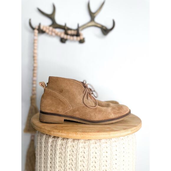 B1G2 FREE 🍁 Lucky Brand Garboh Leather Tan Loafer Boots Size 8.5 Lace Up Casual - Picture 1 of 10